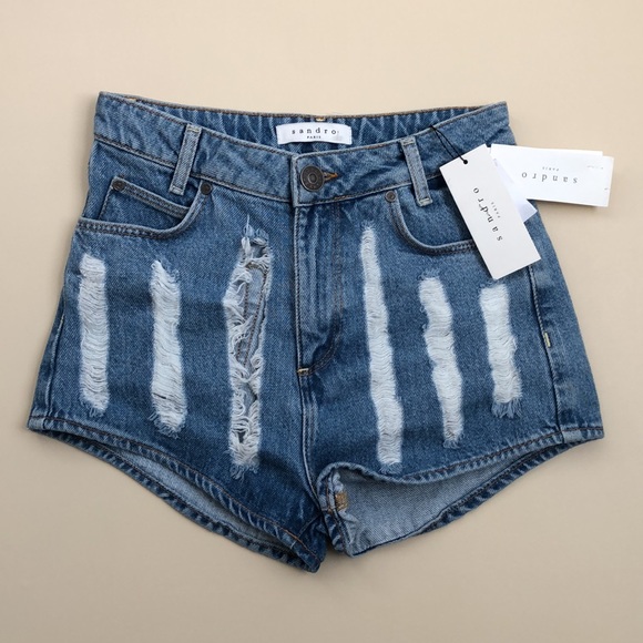 Sandro Pants - “NEW” Re-Ripped Sandro Super Distressed Denim Shorts